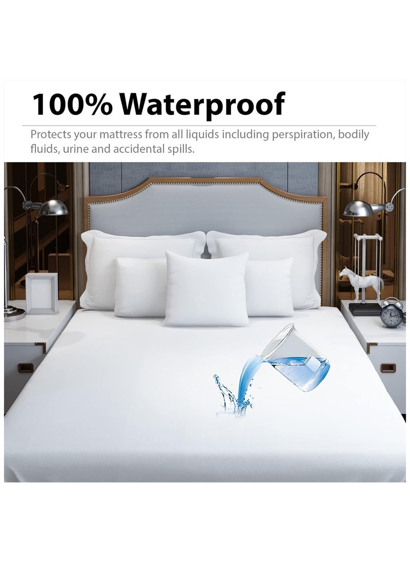 Fabienne Waterproof Mattress Protector Super King Size 200x200cm Tencel+TPU High Absorption Pad Cover for Bed Deep Pocket Fitted Style 100% Waterproof Mattress Protector for Super King Size Bed White  - Image 3