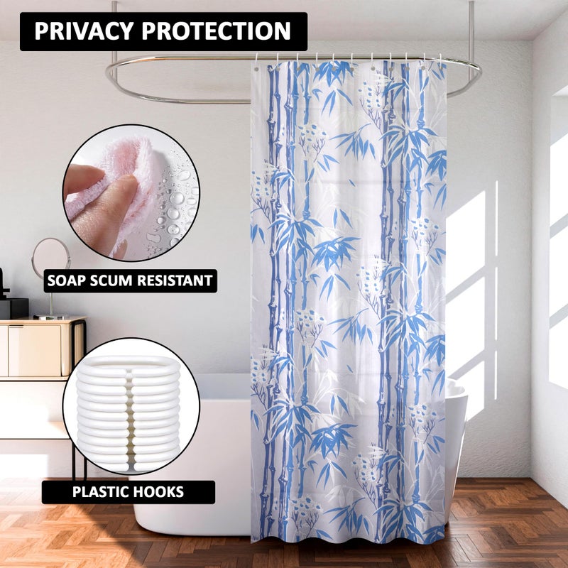 Kuber Industries (Pack of 3) Shower Curtain | 7 Feet | PVC Waterproof Window Curtain | Bathroom Shower Curtain | AC Curtains | Curtains for Bathtub | 8 Rings Curtain | Bamboo Print | Blue - Image 4