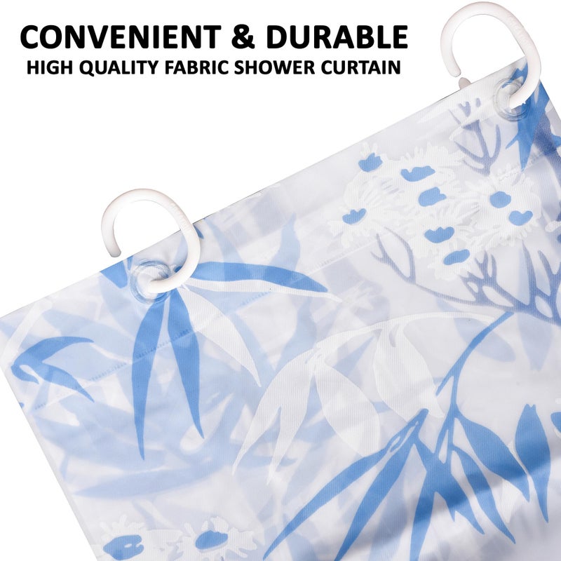 Kuber Industries (Pack of 3) Shower Curtain | 7 Feet | PVC Waterproof Window Curtain | Bathroom Shower Curtain | AC Curtains | Curtains for Bathtub | 8 Rings Curtain | Bamboo Print | Blue - Image 2