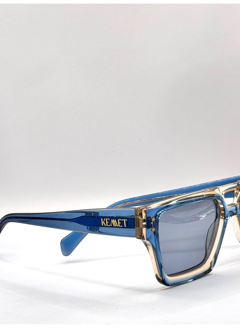 Kemet Eyewear Rectangular Full Rim Unisex Sapphire Blue Gray Lens - Image 3