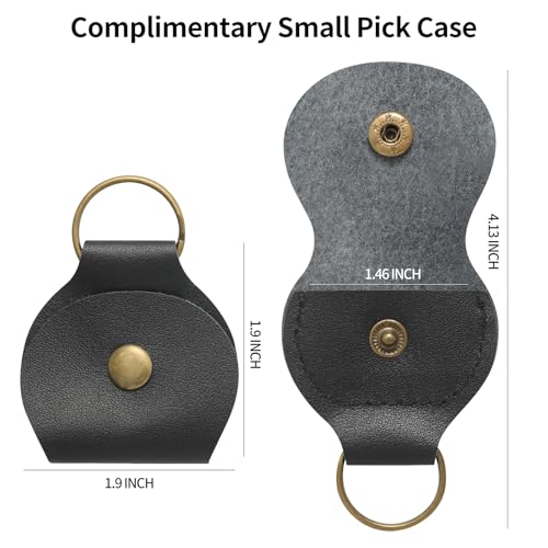 NGVRC Genuine Leather Guitar Pick Case Holder Box, Acoustic Electric Guitar Accessories Gift for Guitar Player (Black) - Image 3