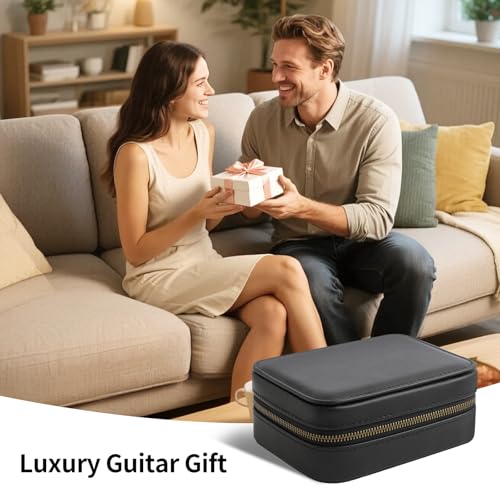 NGVRC Genuine Leather Guitar Pick Case Holder Box, Acoustic Electric Guitar Accessories Gift for Guitar Player (Black) - Image 5