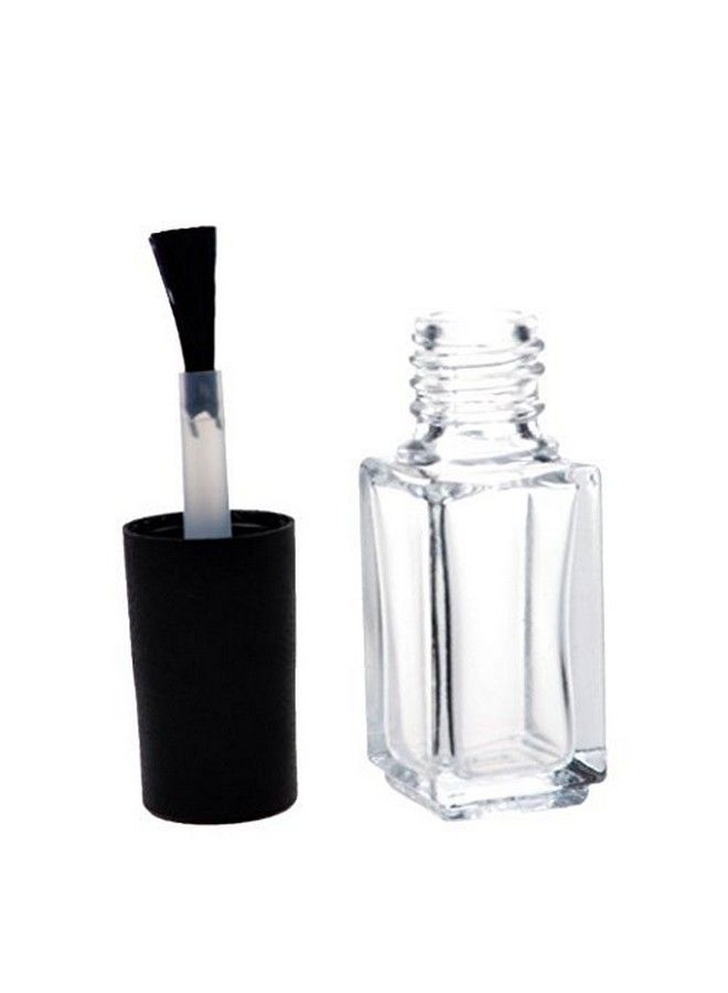 ASTRQLE 5 Pcs 3Ml Empty Transparent Glass Square Bottom Shape Nail Polish Clear Bottles With Balck Cap And Soft Brush For Travel And Home - Image 3