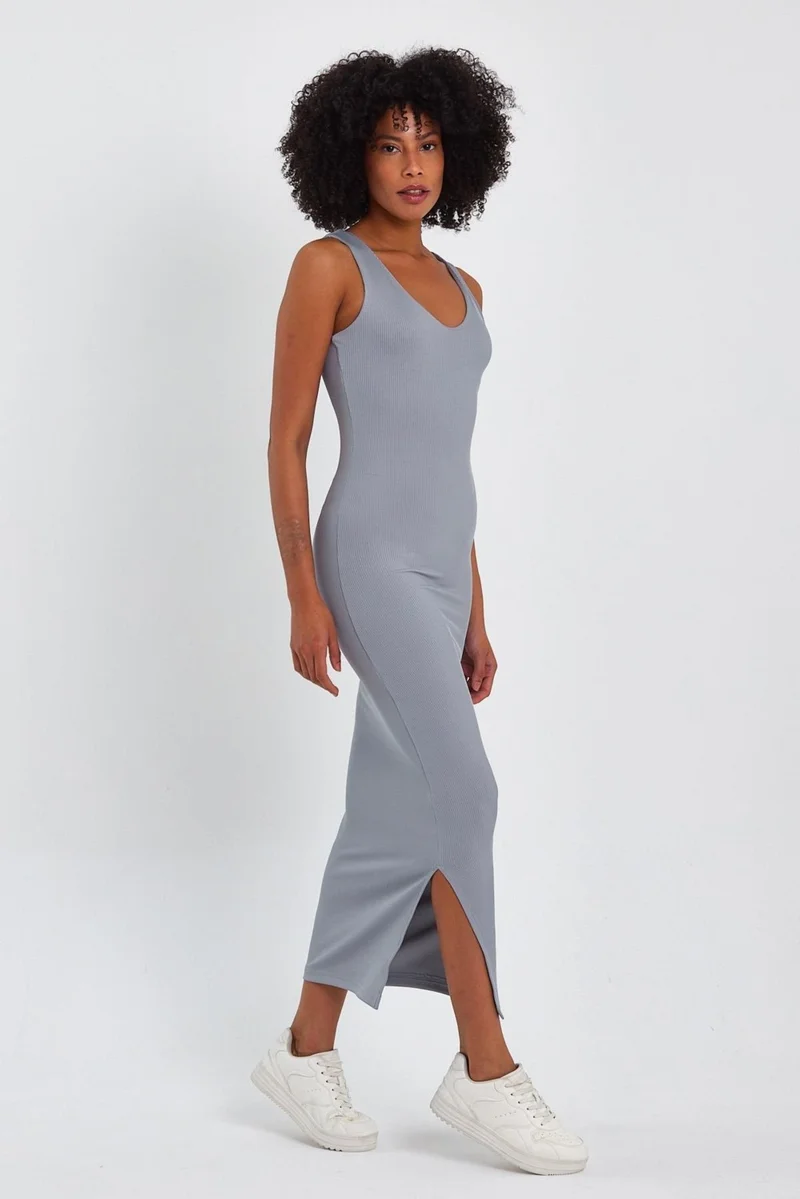 Alexander Gardi Long Pencil Dress with Slit Detail (B23-0077)