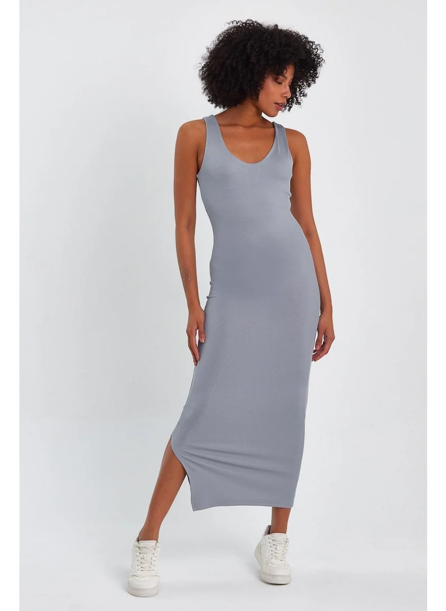 Alexander Gardi Long Pencil Dress with Slit Detail (B23-0077)