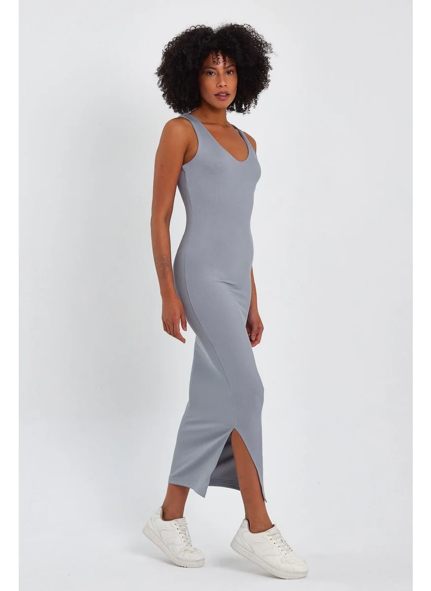 Alexander Gardi Long Pencil Dress with Slit Detail (B23-0077)