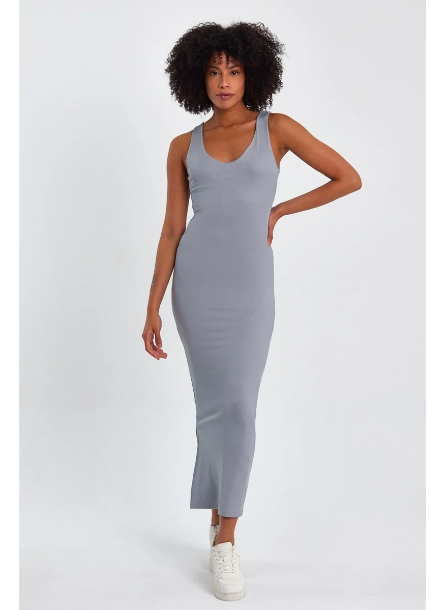 Alexander Gardi Long Pencil Dress with Slit Detail (B23-0077)