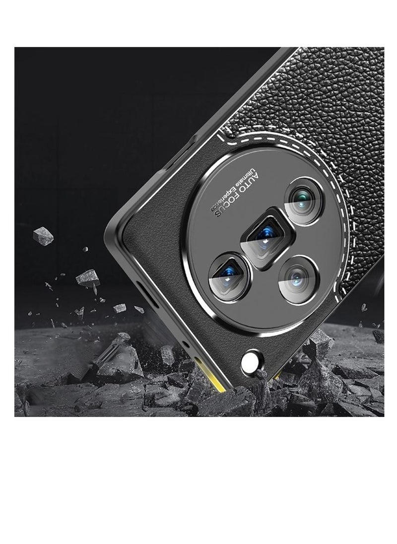 Generic - Oppo Find X7 Ultra Carbon Fiber Protective Case Cover with Litchi Pattern, Shockproof TPU, Anti-Slip, Ultra-Thin, Shock Absorption - Black - Image 1