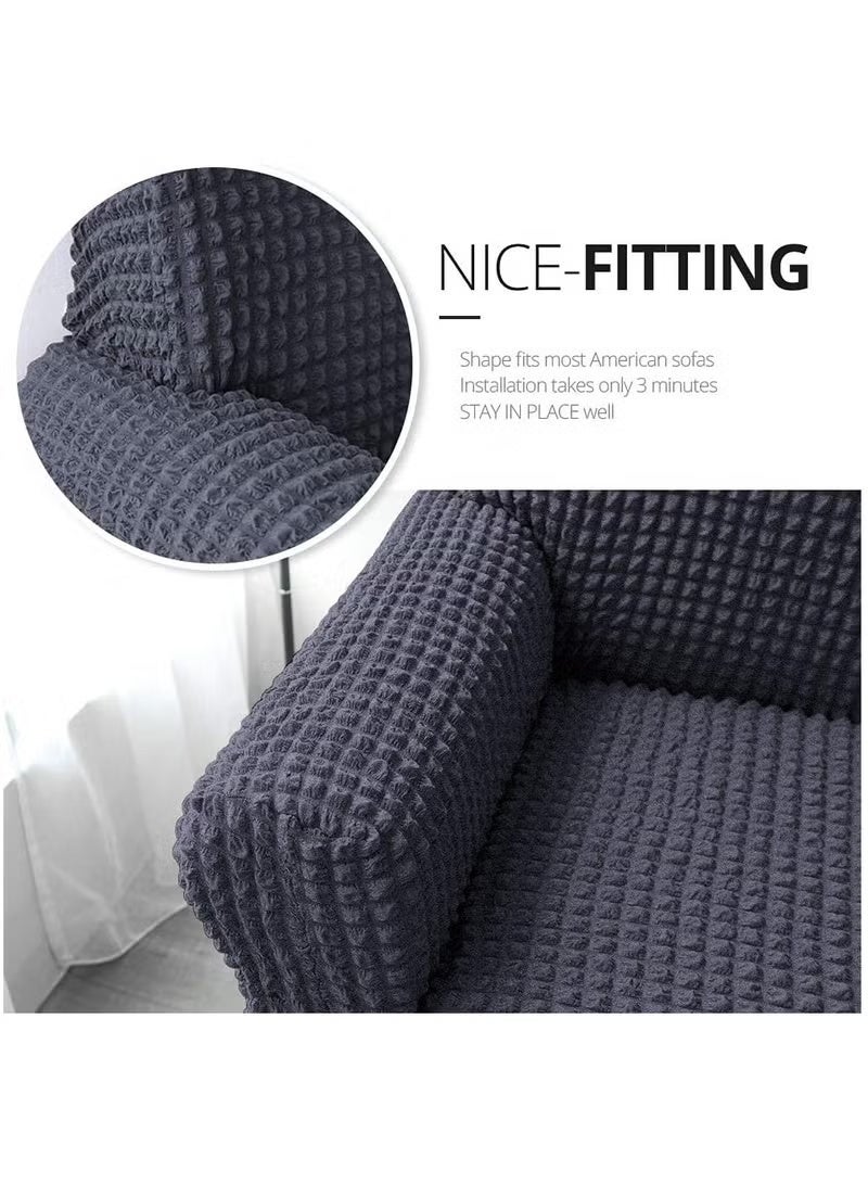 Sofa Cover 4-Pieces Set of  (3+2+1+1) Super Stretchable Anti-Wrinkle Slip Resistant Furniture Protector - Image 3