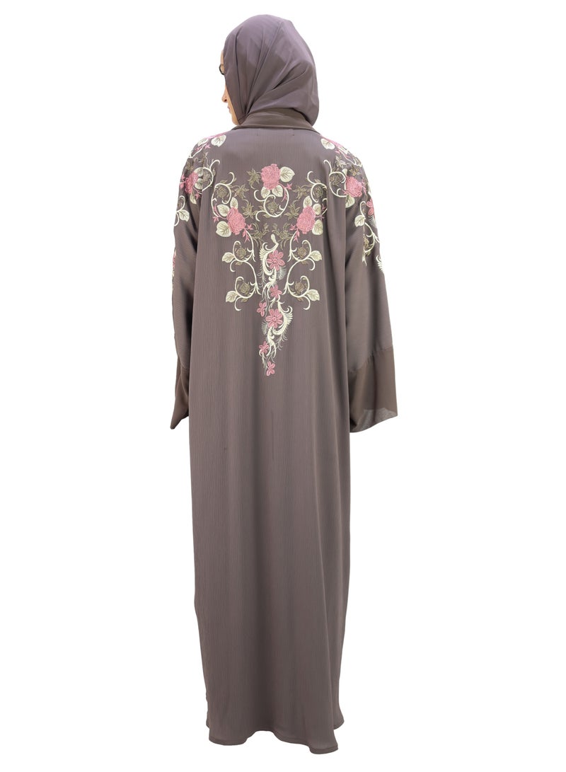 THE MODEST FACTORY Kimono with chiffon front patti and cuff with embroidery in multi color - Image 4