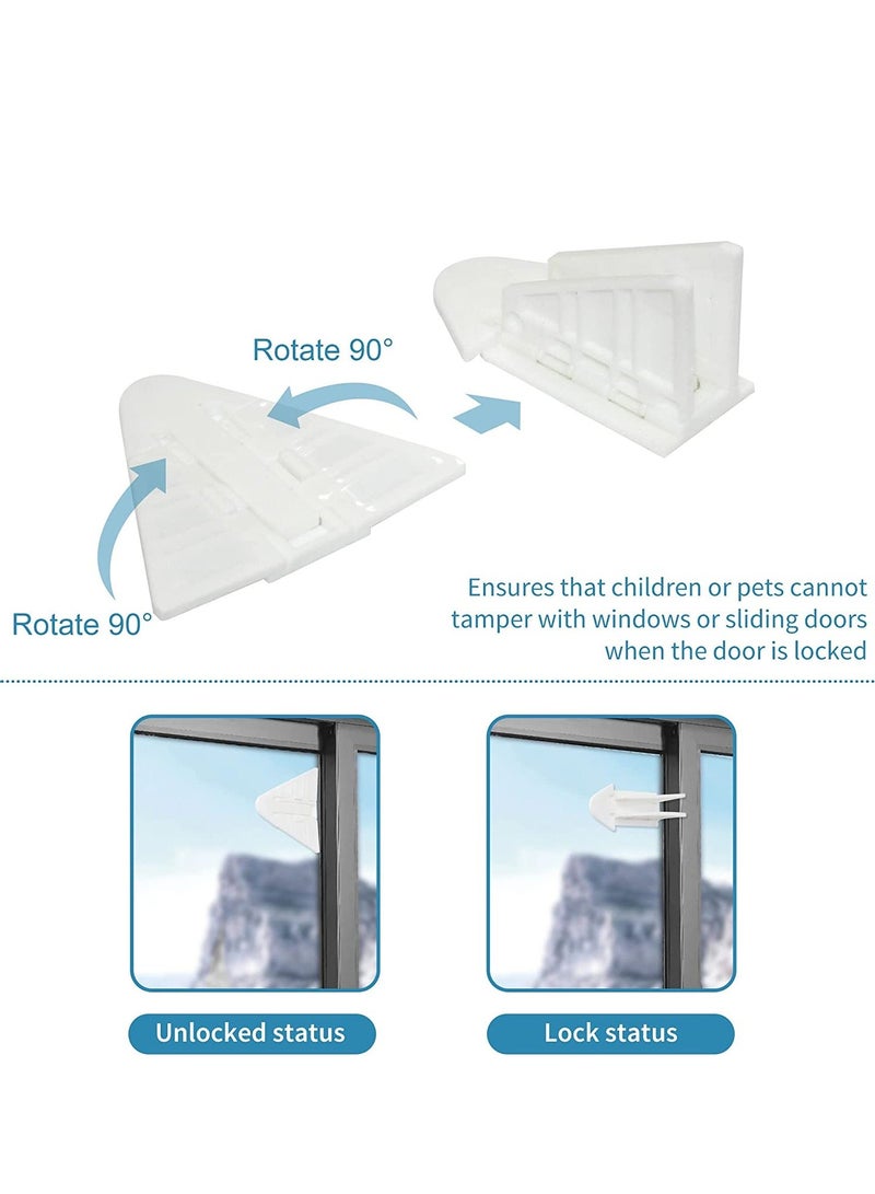 شو وو Window Safety Lock, Sliding Door Child Glass Lock for Doors, Windows, Closet, Stoppers Vertical & Horizontal Windows 10PCS - Image 3