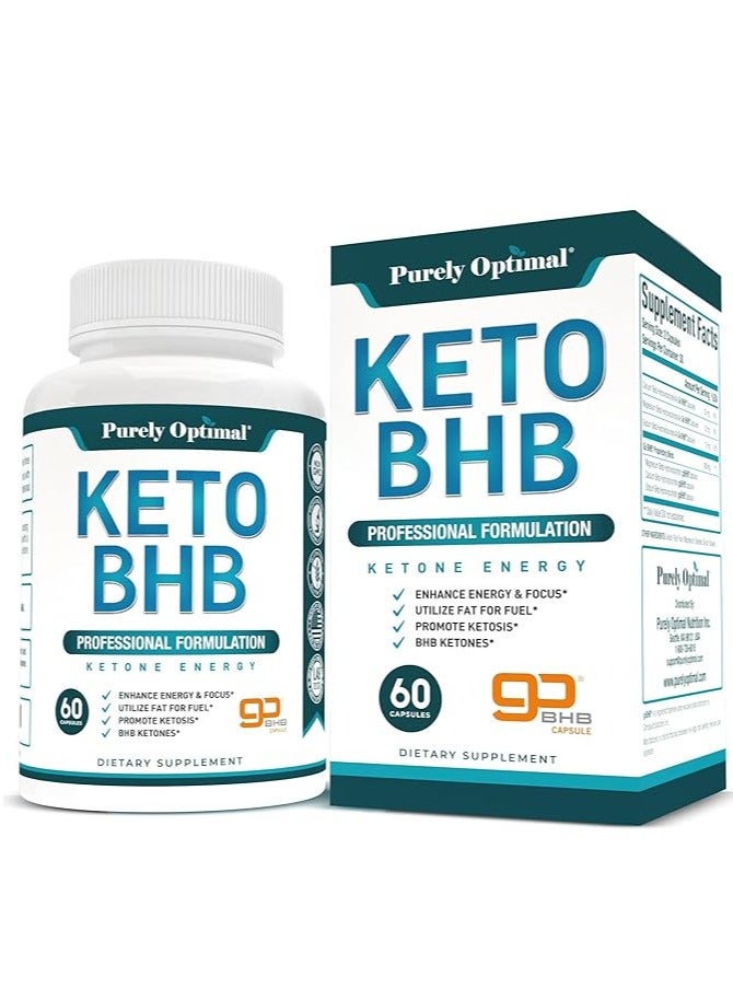بحتة الأمثل مكمل كيتو BHB للكيتونات الخارجية، 60 كبسولة