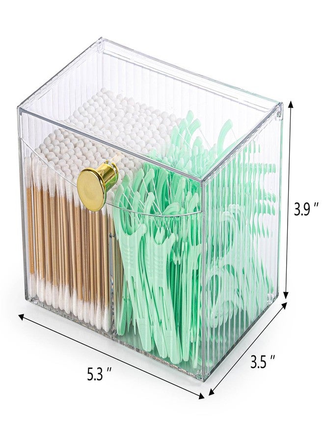 acDesign 2 Slot Qtip Holder Dispenser Rectangle Cotton Ball and Swab Holder Organizer with Lid Clear Bathroom Organizer Jar for Bathroom Vanity - Image 2