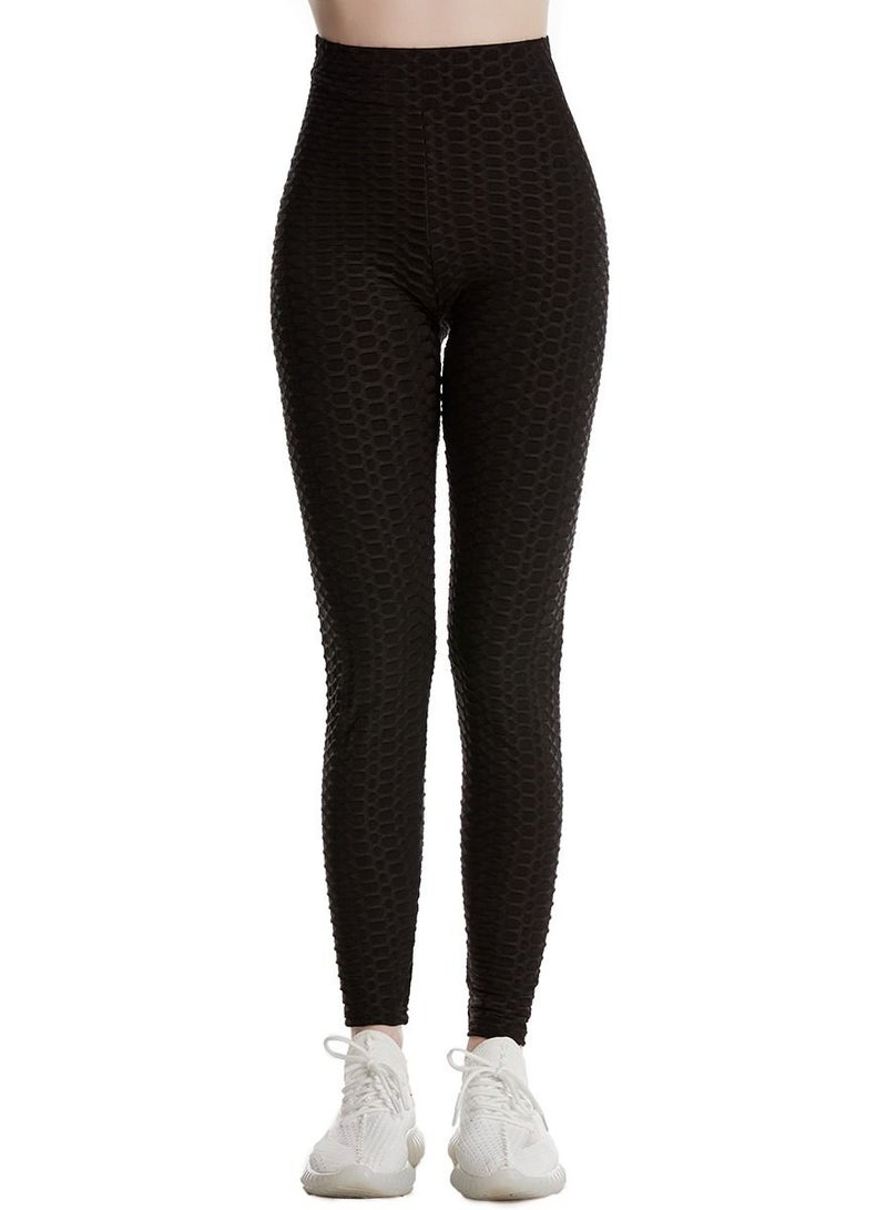 Loquat Women's Solid Color Super Strech Textured Leggings Yoga Pants Black  - Image 1