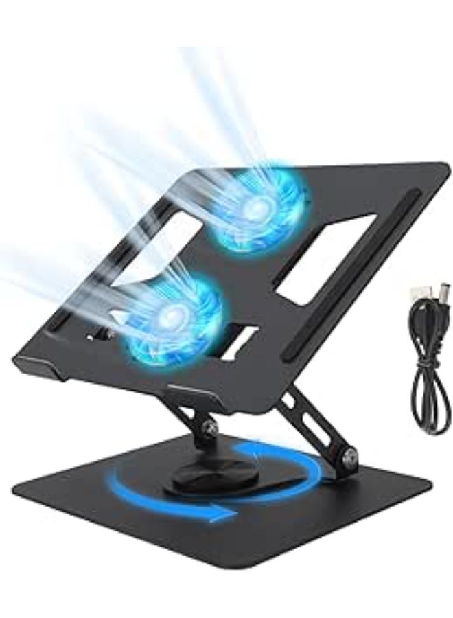Laptop Cooling Stand – Silent 360° Rotating Base with Built-in Fan – Adjustable Support for 10–17 Inch Laptops – Compact & Daily Use Friendly - Image 1