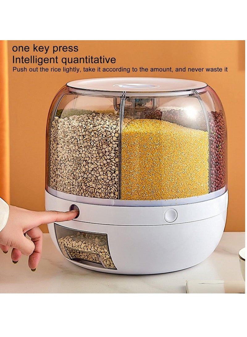 راكسوم حاوية تخزين الأرز والحبوب ذات 6 شبكات، موزع طعام جاف يدور 360 درجة، صندوق تخزين طعام الحبوب، دلو أرز مع غطاء مقاوم للرطوبة للاستخدام المنزلي والمطبخ (5 كجم) - Image 2