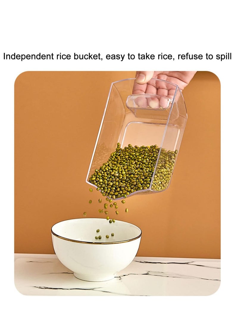 راكسوم حاوية تخزين الأرز والحبوب ذات 6 شبكات، موزع طعام جاف يدور 360 درجة، صندوق تخزين طعام الحبوب، دلو أرز مع غطاء مقاوم للرطوبة للاستخدام المنزلي والمطبخ (5 كجم) - Image 3
