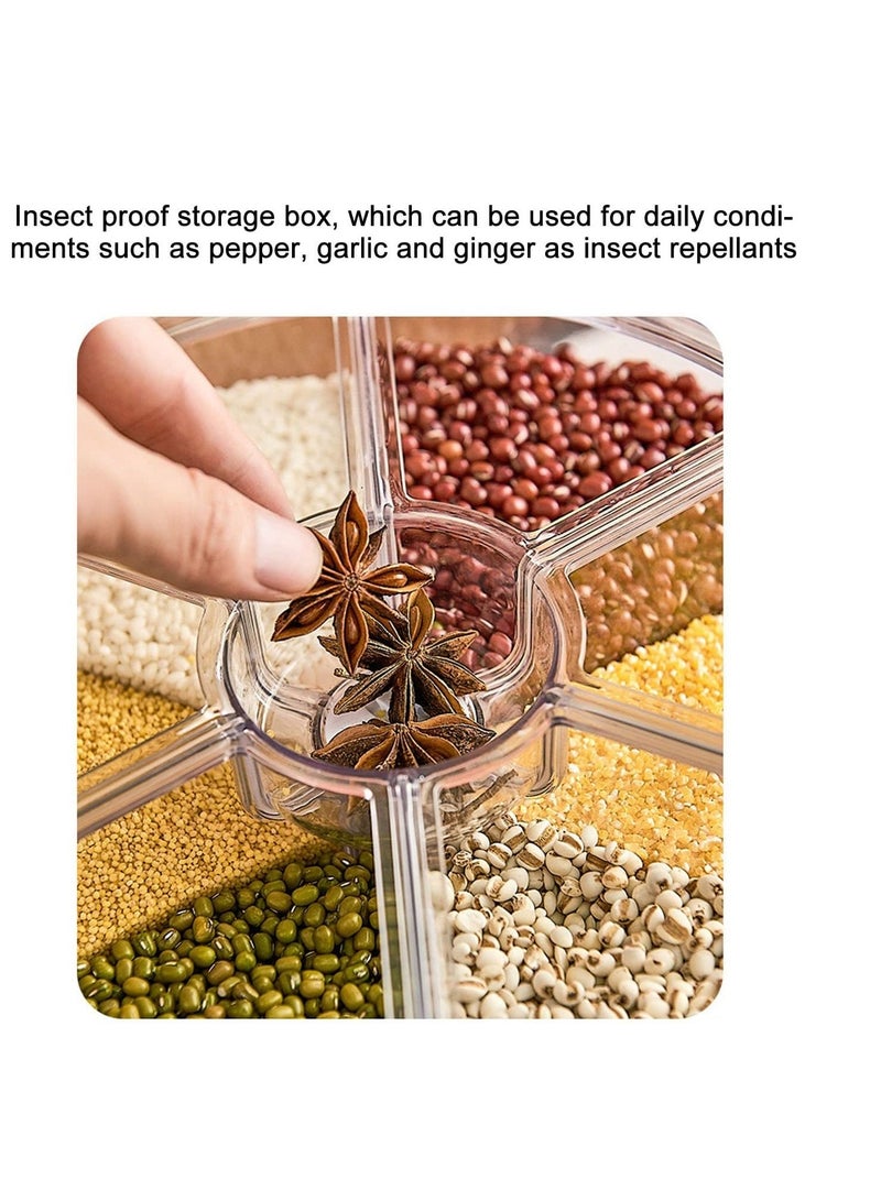 راكسوم حاوية تخزين الأرز والحبوب ذات 6 شبكات، موزع طعام جاف يدور 360 درجة، صندوق تخزين طعام الحبوب، دلو أرز مع غطاء مقاوم للرطوبة للاستخدام المنزلي والمطبخ (5 كجم) - Image 5