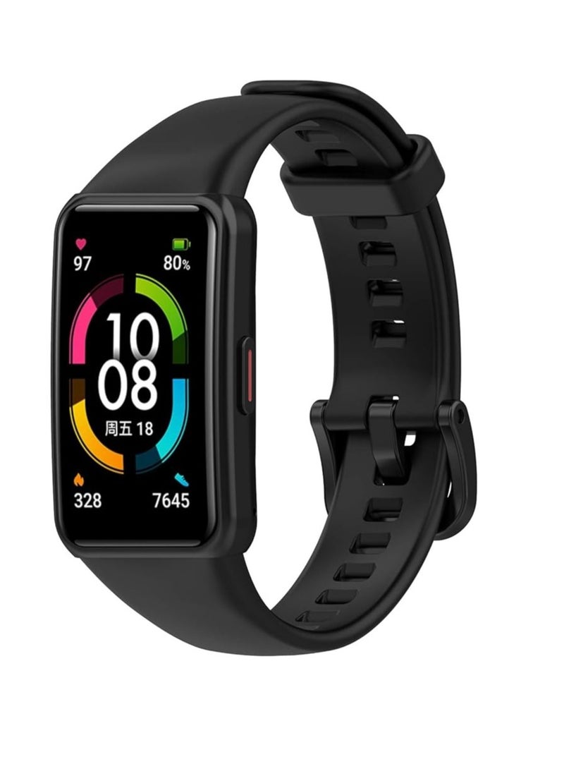 Compatible with Honor Band 6 Wristband/Huawei Band 6 Wristband, Quick Release Soft TPU Stainless Metal Clasp Replacement Bands for Honor Band 6/Huawei Band 6 - Image 1