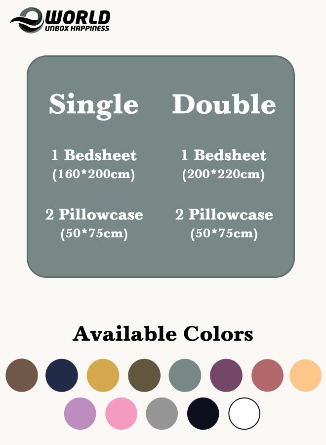 Eworld 3 Piece Luxury Pastel Green Striped Bed Sheet Set with 1 Flat Sheet and 2 Pillowcases for Hotel and Home Crafted from Ultra Soft and Breathable For All Seasons Microfiber for Year-Round Comfort (Single/Double) - Image 2