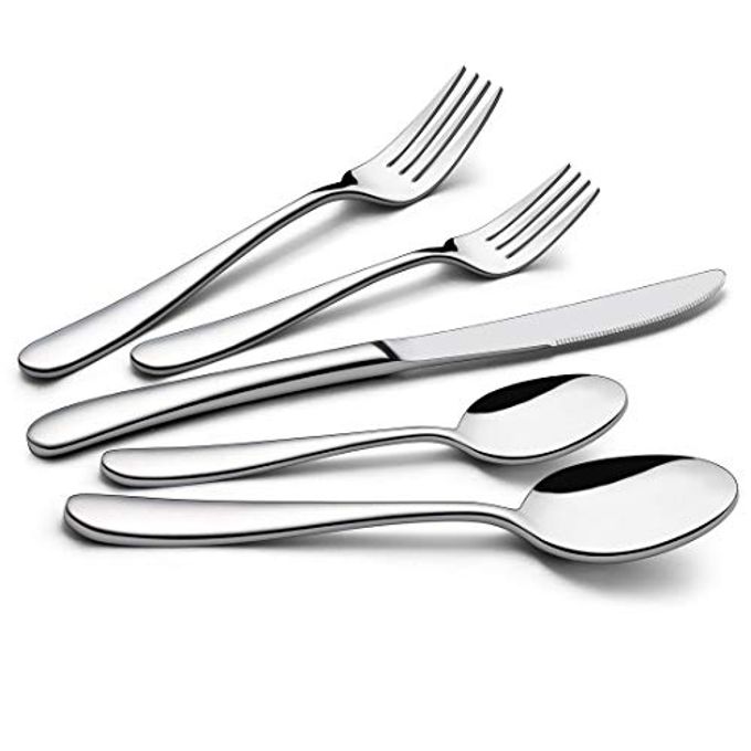 LIANYU Heavy Duty Silverware Cutlery Set, 20-Piece Stainless Steel Flatware Set For 4, Heavy Weight Eating Utensils Tableware, Mirror Polished, Dishwasher Safe