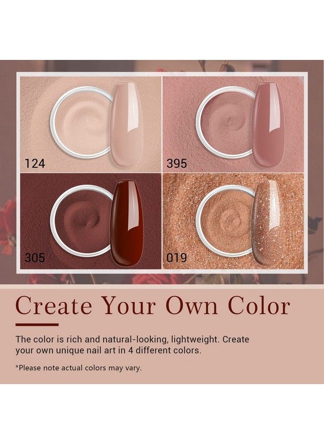 AZUREBEAUTY Dip Powder Nail Kit Starter 4 Colors Skin Nude Brown Glitter Acrylic Dipping Powder Liquid Set With Basetop Coat Activator For Daily French Nail Art Manicure Diy Gift 12 Pcs  - Image 5