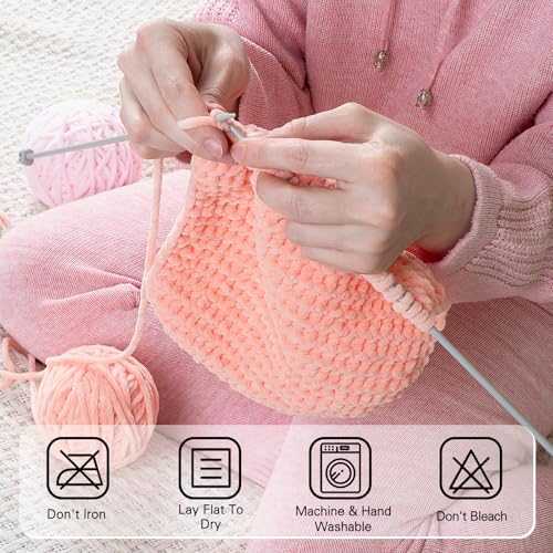 Mooaske Chunky Yarn for Crocheting and Knitting - Easy to Use Plush Chenille Super Bulky Yarn 100g/131yds - Ultra Soft Velvet Baby Blanket Yarn for Beginners & Amigurumi Projects, Light Lavender - Image 4