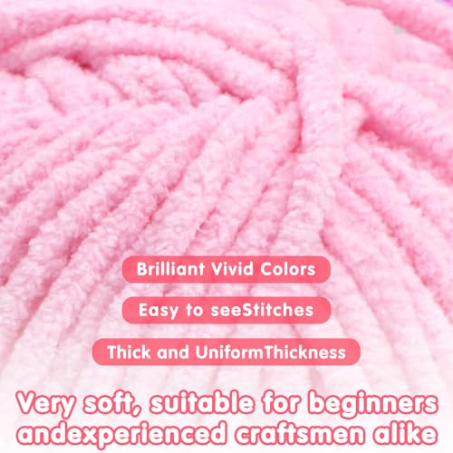 Mooaske Chunky Yarn for Crocheting and Knitting - Easy to Use Plush Chenille Super Bulky Yarn 100g/131yds - Ultra Soft Velvet Baby Blanket Yarn for Beginners & Amigurumi Projects, Light Lavender - Image 3