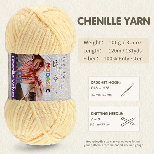 Mooaske Chunky Yarn for Crocheting and Knitting - Easy to Use Plush Chenille Super Bulky Yarn 100g/131yds - Ultra Soft Velvet Baby Blanket Yarn for Beginners & Amigurumi Projects, Light Lavender - Image 2