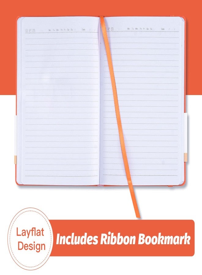 SUIN Hardcover-Journal-Notebooks, A5 Lined Journals Notebook for Writing 200 Pages, 8.2 x 5.5 inch, Classic Ruled Notebooks for Work/Travel/College (Orange- 1 Pack) - Image 3