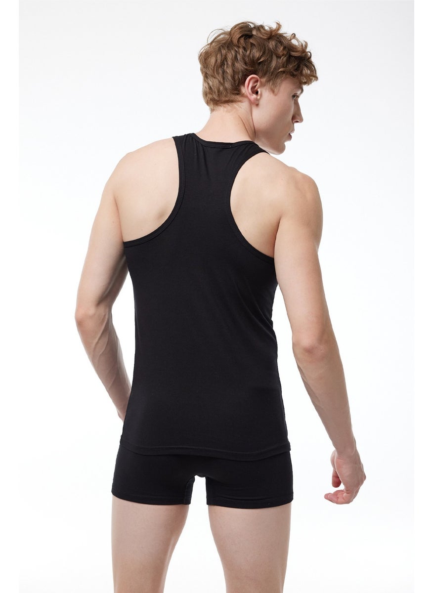Malabadi Black 2 Pack Economical Men's Boxer Cotton Undershirt 094  - Image 3