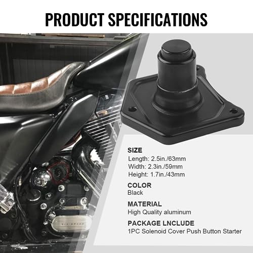 GZYF Motorcycle Solenoid Cover Push Starter Button 1.2/1.4 k/watt for Harley Big Twin 1991-Later, Black - Image 2