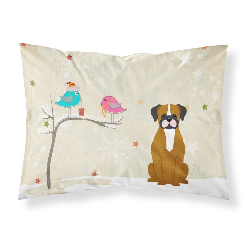 Caroline's Treasures Caroline's Treasures Christmas Presents Friends Flashy Fawn Boxer Fabric Standard Pillowcase BB2588PILLOWCASE 