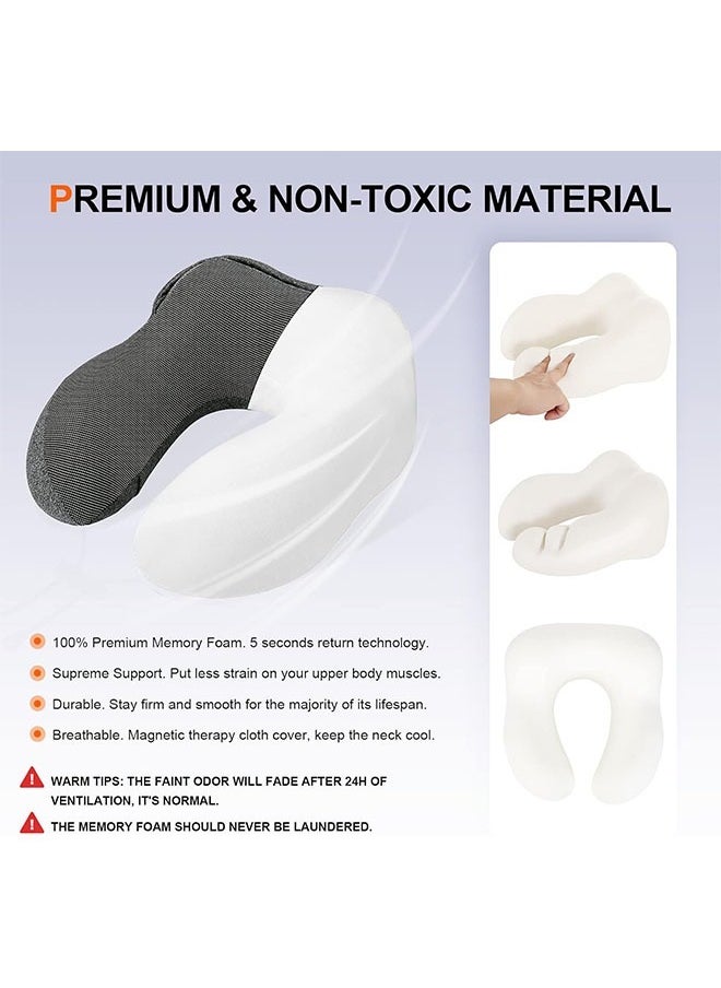 HQ-GAMING - Cervical Pillows, Memory Foam Travel Pillow with Hood, Adult Airplane Pillow for Head Rest Neck Support, Portable Pillow for Office Cars Trains Long Flights Sleeping (Deep Grey) - Image 1