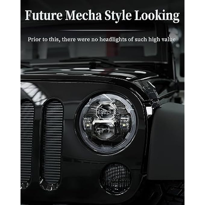 HWSTAR 2023 New 1000 Brighter AntiGlare 7 Inch Led Headlights Round Compatible With Jeep Wrangler Jk Jku Tj Lj Chevy Ford Gmc Dodge Mazda Nissan Vw Mack Etc Dot WHalo Drl H6024 HiLow Sealed Beam - Image 3