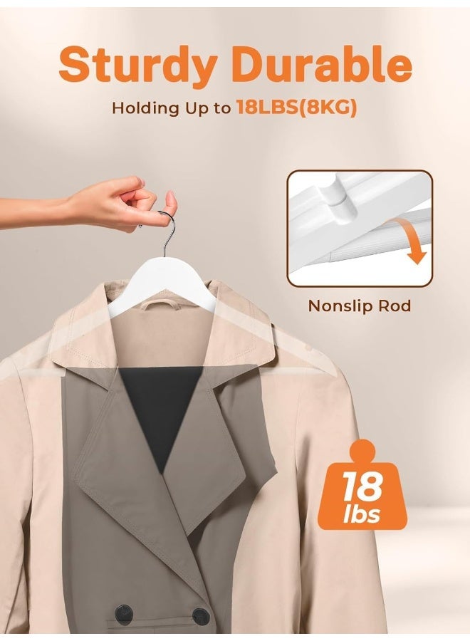 HOUSE DAY HOUSE DAY 20 Pack White Wooden Hangers Clothes Hangers Smooth Finish Wooden Coat Hangers for Closet Heavy Duty Hangers Solid Wood Hangers Suit Hangers for Clothes, Jacket, Shirt, Tank Top, Dress.  - Image 2