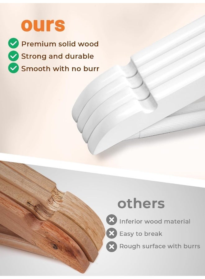 HOUSE DAY HOUSE DAY 20 Pack White Wooden Hangers Clothes Hangers Smooth Finish Wooden Coat Hangers for Closet Heavy Duty Hangers Solid Wood Hangers Suit Hangers for Clothes, Jacket, Shirt, Tank Top, Dress.  - Image 4