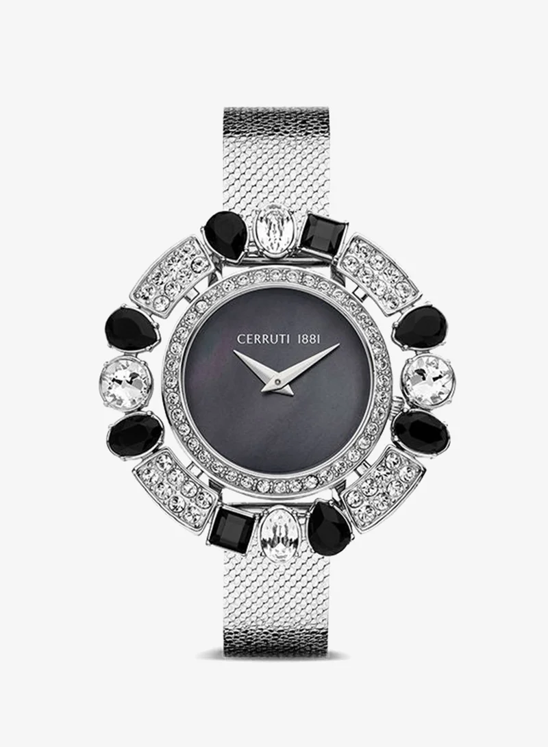 Women's Round Shape Stainless Steel Band Analog Wrist Watch 38 mm - Black Dial - CIWLG2225003