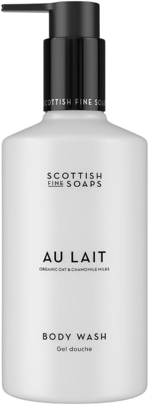 Scottish Fine Soaps Au Lait Body Wash 300ml Gentle Exfoliating Bath and Shower Body Wash with Lactic Acid and Milk Extracts
