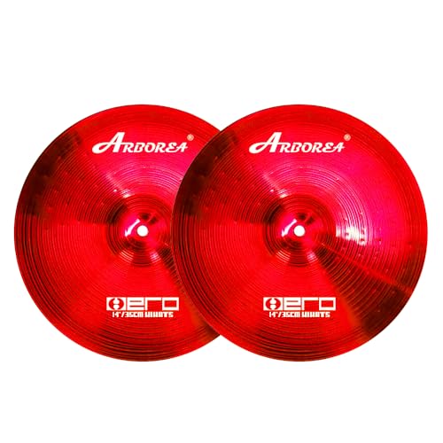 Arborea Cymbal Set for Drummer 7 pcs Red Hero Series Include 14"Hihats 16"Crash 20"Ride Bonus 10" Splash 16"Ozone Stacker 18" China Cymbal Plus Bag - Image 3