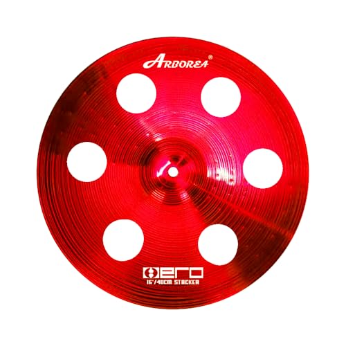 Arborea Cymbal Set for Drummer 7 pcs Red Hero Series Include 14"Hihats 16"Crash 20"Ride Bonus 10" Splash 16"Ozone Stacker 18" China Cymbal Plus Bag - Image 5