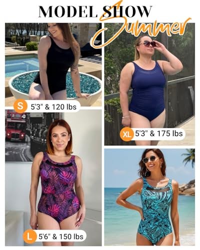 Tempt Me Women One Piece Mesh Swimsuits Tummy Control Swimwear Black L - Image 5