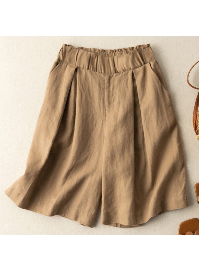 XINYANG Women's Cotton Shorts 2025 Summer Button-waist Wide-leg Casual Pants - Image 2