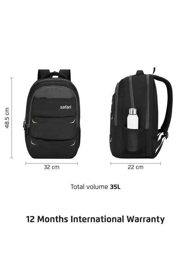 Safari Safari Omega Pro 35L Laptop Backpack with Raincover, 3 compartments, bottle holder, organizer, school bag for boys and girls, college bag for women and men, office bag, travel bag, Color- Black  - Image 4