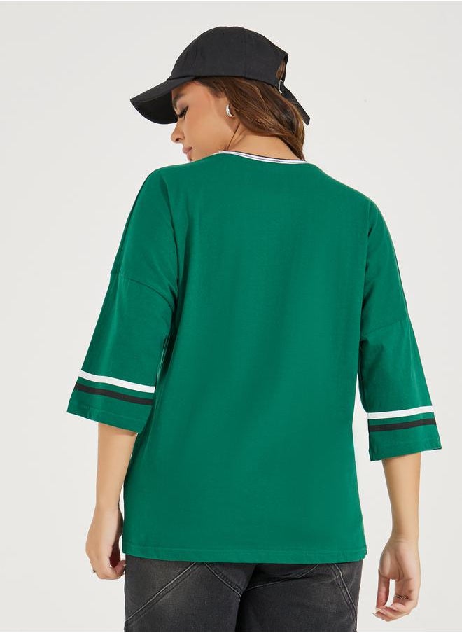 Oversized Montana Slogan T-Shirt with Exaggerated Sleeves