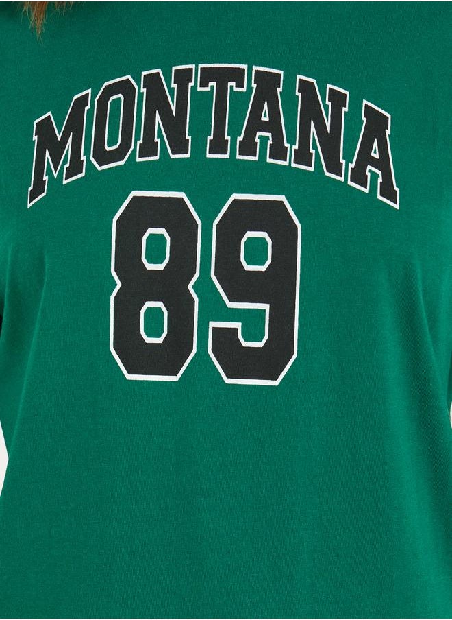 Oversized Montana Slogan T-Shirt with Exaggerated Sleeves