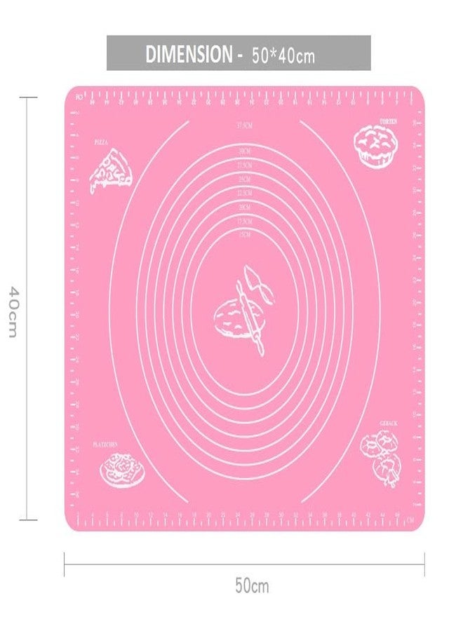 MobFest حصيرة خبز سيليكون من موب فيست® لفرد العجين والمعجنات، مزودة بمقاييس، خالية من مادة BPA، غير لاصقة وغير قابلة للانزلاق، مثالية لخبز البيتزا والكيك والروتي، مقاس 40 × 50 سم - Image 2