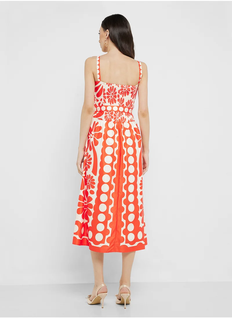 ايلا Abstract Print Summer Dress