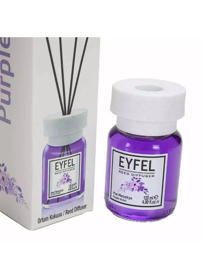 آيفيل موزع عطر "إيفل" (Eyfel) للمنزل مع أعواد وعطر البنفسج الأرجواني - 120 مل - Image 2