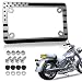 FBJTDQ Motorcycle License Plate Frame American Flag Stainless Steel Bike Tag Plate Holder USA Patriotic HeavyDuty Metal Bracket with Mounting Screws Nuts Caps 1 Pack - Image 2
